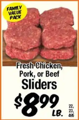 Western Beef Fresh Chicken, Pork, or Beef Sliders offer