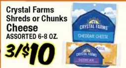 Western Beef Crystal Farms Shreds or Chunks Cheese offer