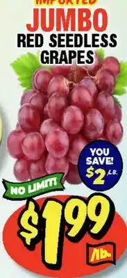 Western Beef JUMBO RED SEEDLESS GRAPES offer