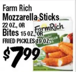 Western Beef Farm Rich Mozzarella Sticks 22 OZ., OR Bites 15 OZ., OR FRIED PICKLES 19 OZ offer