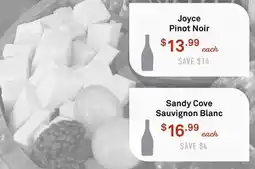 Standard Market Joyce Pinot Noir, Sandy Cove Sauvignon Blanc offer