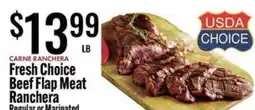 Jons International Fresh Choice Beef Flap Meat Ranchera Regular or Marinated offer