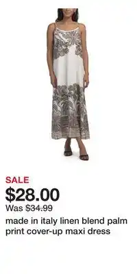TJ Maxx made in italy linen blend palm print cover-up maxi dress offer