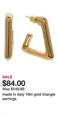 TJ Maxx made in italy 14kt gold triangle earrings offer