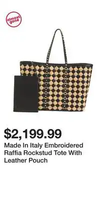 TJ Maxx Made In Italy Embroidered Raffia Rockstud Tote With Leather Pouch offer