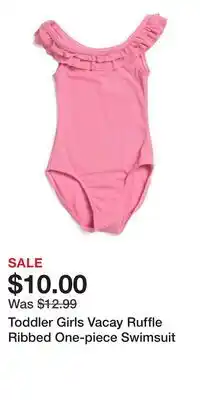 TJ Maxx Toddler Girls Vacay Ruffle Ribbed One-piece Swimsuit offer