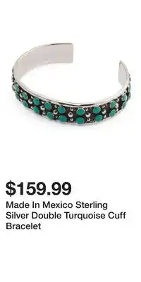 TJ Maxx Made In Mexico Sterling Silver Double Turquoise Cuff Bracelet offer