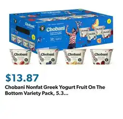 Sam's Club Chobani Nonfat Greek Yogurt Fruit On The Bottom Variety Pack, 5.3 oz., 16 ct offer