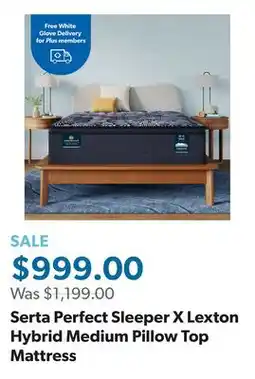 Sam's Club Serta Perfect Sleeper X Lexton Hybrid Medium Pillow Top Mattress offer