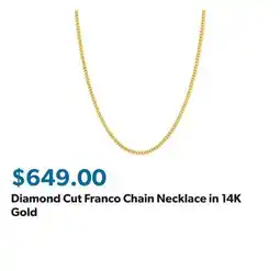 Sam's Club Diamond Cut Franco Chain Necklace in 14K Gold offer