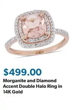 Sam's Club Morganite and Diamond Accent Double Halo Ring in 14K Gold offer