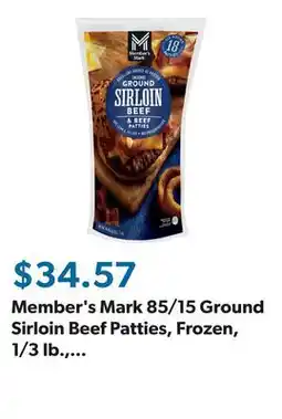 Sam's Club Member's Mark 85/15 Ground Sirloin Beef Patties, Frozen, 1/3 lb., 18 ct offer