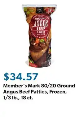 Sam's Club Member's Mark 80/20 Ground Angus Beef Patties, Frozen, 1/3 lb., 18 ct offer