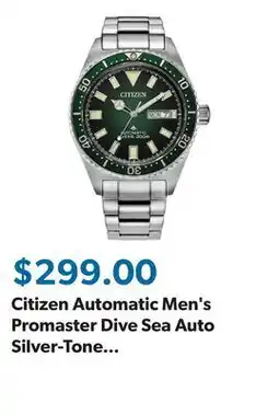 Sam's Club Citizen Automatic Men's Promaster Dive Sea Auto Silver-Tone Stainless Steel Bracelet Green Dial offer