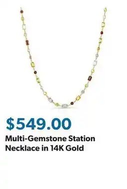 Sam's Club Multi-Gemstone Station Necklace in 14K Gold offer