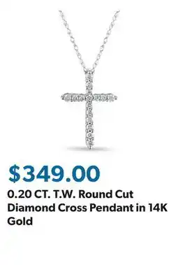 Sam's Club 0.20 CT. T.W. Round Cut Diamond Cross Pendant in 14K Gold offer