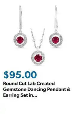 Sam's Club Round Cut Lab Created Gemstone Dancing Pendant & Earring Set in Sterling Silver offer