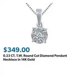 Sam's Club 0.23 CT. T.W. Round Cut Diamond Pendant Necklace in 14K Gold offer