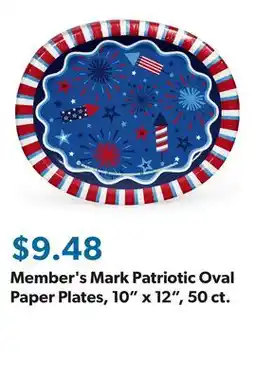 Sam's Club Member's Mark Patriotic Oval Paper Plates, 10 x 12, 50 ct offer
