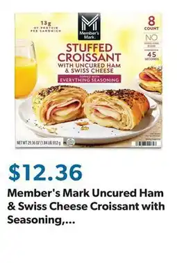 Sam's Club Member's Mark Uncured Ham & Swiss Cheese Croissant with Seasoning, Frozen, 8 ct offer