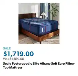 Sam's Club Sealy Posturepedic Elite Albany Soft Euro Pillow Top Mattress offer