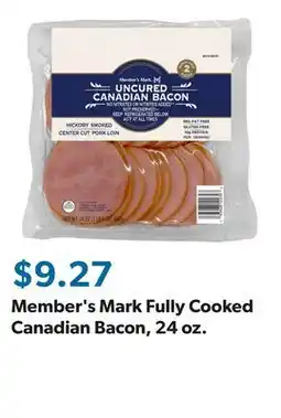 Sam's Club Member's Mark Fully Cooked Canadian Bacon, 24 oz offer