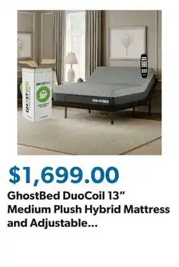 Sam's Club GhostBed DuoCoil 13 Medium Plush Hybrid Mattress and Adjustable Base Set offer