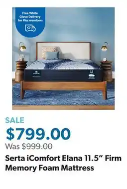 Sam's Club Serta iComfort Elana 11.5 Firm Memory Foam Mattress offer