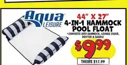 Ollie's 44 X 27 4-IN-1 HAMMOCK POOL FLOAT offer