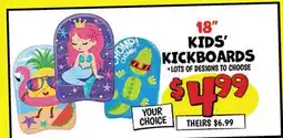 Ollie's 18 KIDS' KICKBOARDS offer