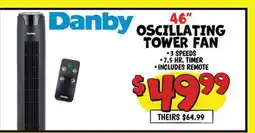 Ollie's Danby 46 OSCILLATING TOWER FAN offer