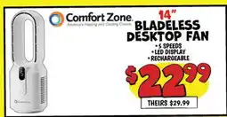 Ollie's COMFORT ZONE 14 BLADELESS DESKTOP FAN offer