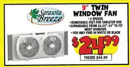 Ollie's SARASOTA BREEZE 9 TWIN WINDOW FAN offer