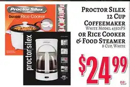 Trade Fair Supermarket Proctor Silex 12 Cup Coffeemaker OR Rice Cooker & Food Steamer offer