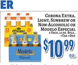 Trade Fair Supermarket Corona Extra, Light, Sunbrew OR Non-Alcoholic OR Modelo Especial offer