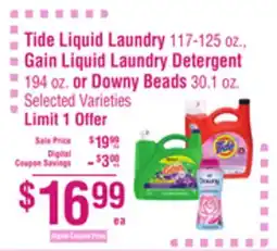 Smart & Final Tide Liquid Laundry, Gain Liquid Laundry Detergent or Downy Beads offer
