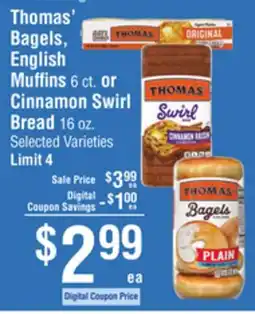 Smart & Final Thomas' Bagels, English Muffins or Cinnamon Swirl Bread offer