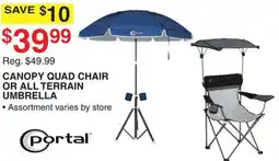 Dunham's Sports PORTAL CANOPY QUAD CHAIR OR ALL TERRAIN UMBRELLA offer