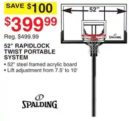 Dunham's Sports SPALDING 52 RAPIDLOCK TWIST PORTABLE SYSTEM offer