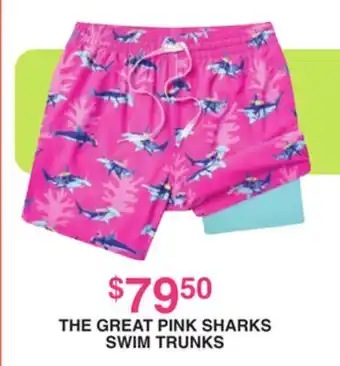 Dunham's Sports THE GREAT PINK SHARKS SWIM TRUNKS offer
