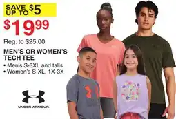 Dunham's Sports UNDER ARMOUR MEN'S OR WOMEN'S TECH TEE offer