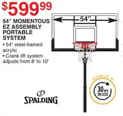 Dunham's Sports 54 MOMENTOUS EZ ASSEMBLY PORTABLE SYSTEM offer