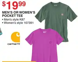 Dunham's Sports CARHARTT MEN'S OR WOMEN'S POCKET TEE offer