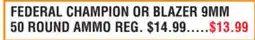 Dunham's Sports FEDERAL CHAMPION OR BLAZER 9MM 50 ROUND AMMO offer