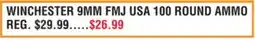 Dunham's Sports WINCHESTER 9MM FMJ USA 100 ROUND AMMO offer