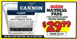 Ollie's QUEEN CANNON CLASSIC MATTRESS PADS offer