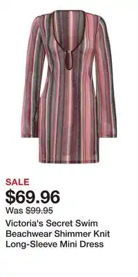 Victoria's Secret Victoria's Secret Swim Beachwear Shimmer Knit Long-Sleeve Mini Dress offer