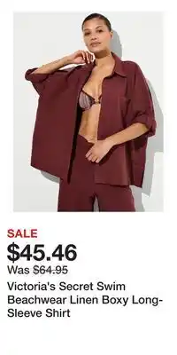 Victoria's Secret Victoria's Secret Swim Beachwear Linen Boxy Long-Sleeve Shirt offer