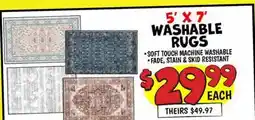 Ollie's 5' X7' WASHABLE RUGS offer