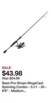 Cabela's Bass Pro Shops MegaCast Spinning Combo - 5.1:1 - 30 - 6'6 - Medium Heavy offer